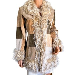 PENNY LANE INSPIRED VINTAGE Outbrook Patchwork Coat Leather Suede